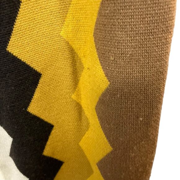 Hippy Feet Merino Wool Brown and Gold Vertical Chevron Cardigan Academia Size XL - Picture 5 of 12